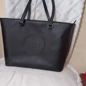 Guess Black Los Angeles Embossed Logo Tote